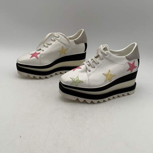 Stella McCartney Womens White High Heel Sneaker Shoes W/Colored Stars Size 36 image number 2