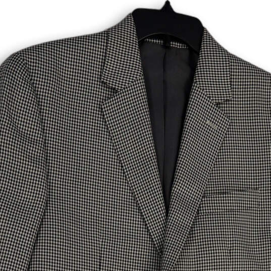 Womens Black White Houndstooth Notch Lapel Pockets Two Button Blazer Sz 40L image number 3