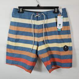 Vissla Men Blue Multicolor Stripe Shorts Sz 31 NWT