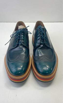 Paul Smith Leather Grand Stripe Platform Wingtip Shoes Green 9 alternative image