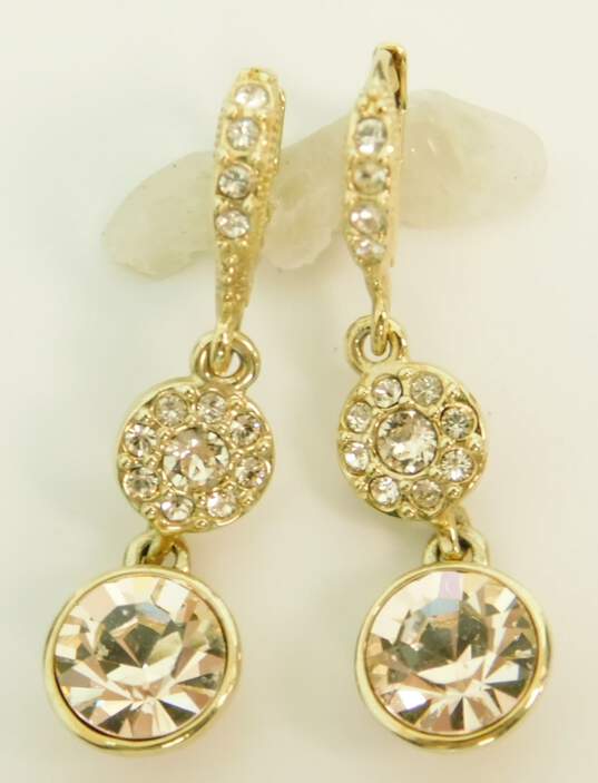 Designer Givenchy Gold Tone & Rhinestone Drop Earrings 5.9g image number 5