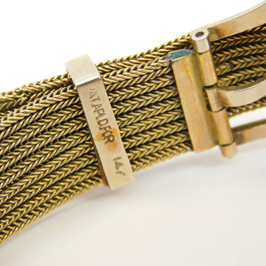 Vintage 14K Yellow Gold Mesh Chain Belt Buckle Bracelet 19.4g image number 5