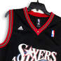 Authentics Womens Black Sixers Iverson #3 V-Neck NBA Pullover Jersey Size S image number 3