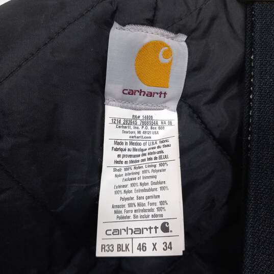 Carhartt Black Insulated Overalls Men's Size 46x34 image number 3