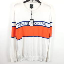 Armani Exchange Men White Logo Sweatshirt XL NWT
