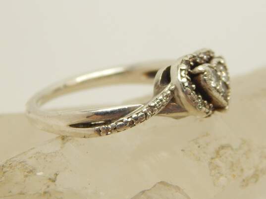 Romantic 925 Sterling Silver Diamond Accent Heart Ring 2.6g image number 2