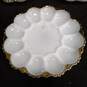 3pc. Set of Milk Glass Serving Plates with Golden Trim image number 4