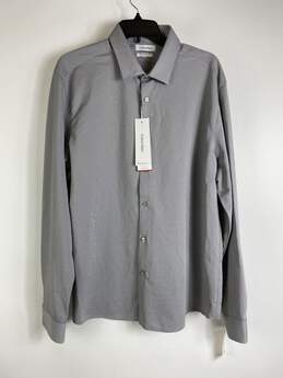 Calvin Klein Men Gray Stripe Button Up Shirt XL NWT