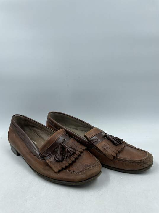 Authentic Bally Fringe Brown Loafers M 10M image number 3