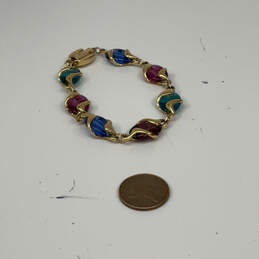 Designer Swarovski Gold-Tone Multicolor Oval Stone Link Chain Bracelet alternative image