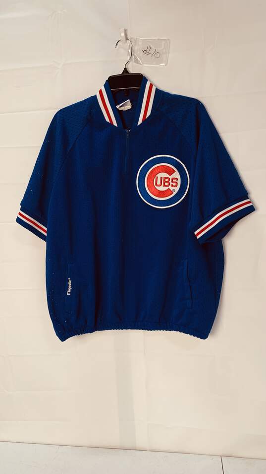 Men's Blue Mesh Cubs Sports Short Sleeve Shirt Size: XL image number 1