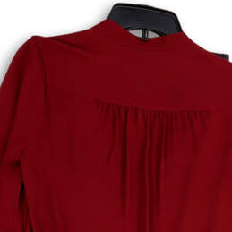 NWT Womens Red Long Sleeve Surplice Neck Hi-Low Hem Blouse Top Size XXS