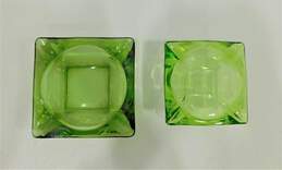 Pair of Vintage Green Glass Square Ashtrays alternative image