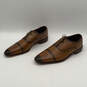 Mens Rodano Brown Leather Ostrich Quill Cap Toe Oxford Dress Shoes Size 13 image number 4