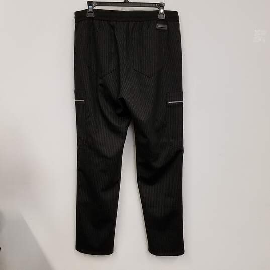 Mens Black Zipped Pockets Straight Leg Elastic Waist Cargo Pants Size Medium image number 1