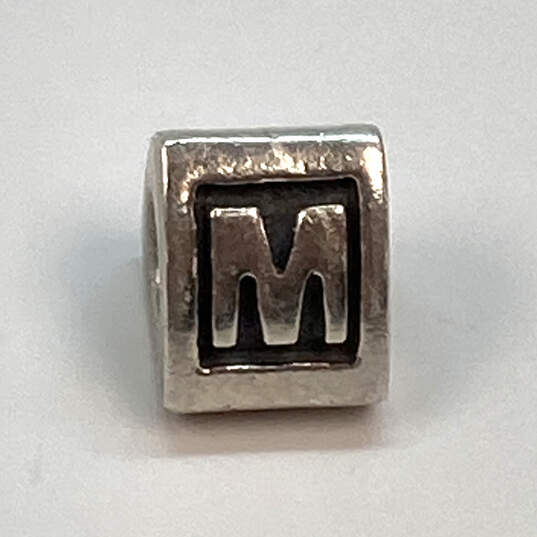 Designer Pandora S925 ALE Sterling Silver Alphabet M Beaded Charm image number 2