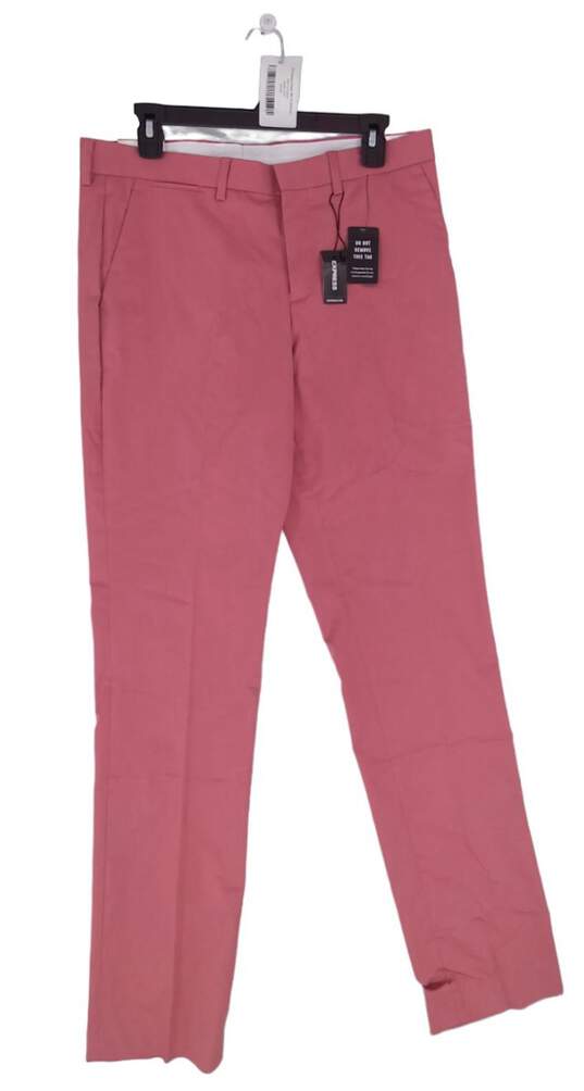 NWT Mens Red Flat Front Slash Pocket Chino Pants Size Small image number 1