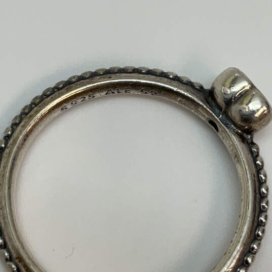 Designer Pandora S925 ALE Sterling Silver Heart Shape CZ Stone Band Ring image number 4