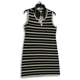 NWT Womens Blue White Striped Scoop Neck Knit Tank Dress Size L