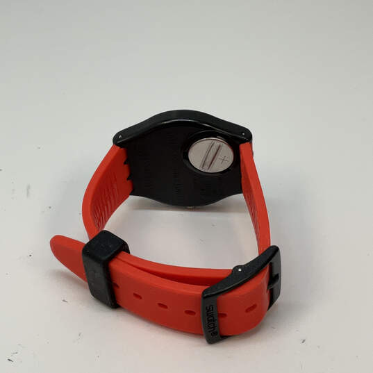 Designer Swatch Swiss Red Adjustable Strap Round Dial Analog Wristwatch image number 4