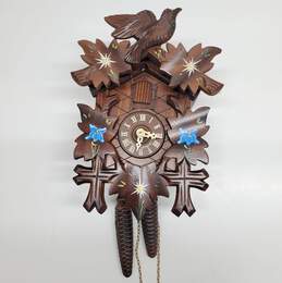 German Cuckoo Clock Black Forest 1 Day Original Wood Carved Mechanical Painted