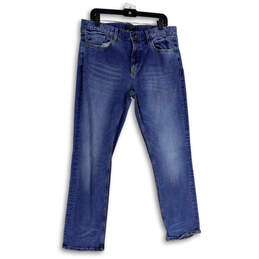 Mens Blue Denim Medium Wash 5-Pocket Design Straight Leg Jeans Size 35X30