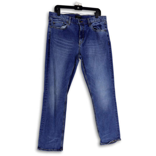Mens Blue Denim Medium Wash 5-Pocket Design Straight Leg Jeans Size 35X30 image number 1