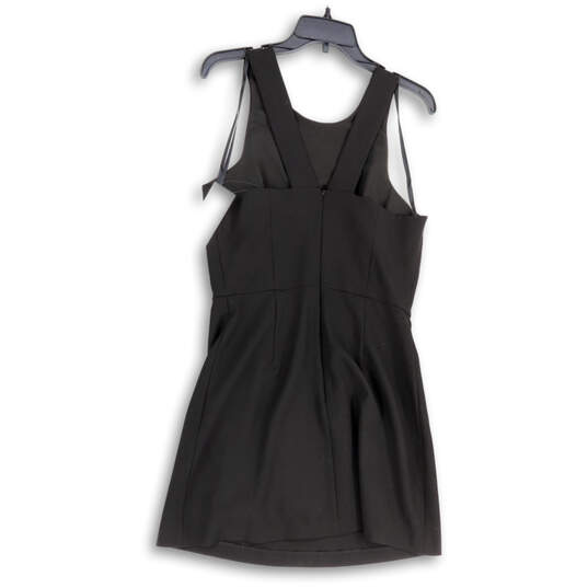 Womens Black Round Neck Pleated Back Zip Sleeveless Sheath Dress Size 8 image number 2