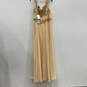 NWT Lets Womens Beige Gold Lace Sleeveless Back Zip Prom Maxi Dress Size 2XL image number 2