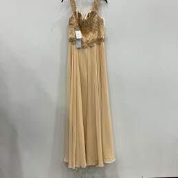 NWT Lets Womens Beige Gold Lace Sleeveless Back Zip Prom Maxi Dress Size 2XL alternative image