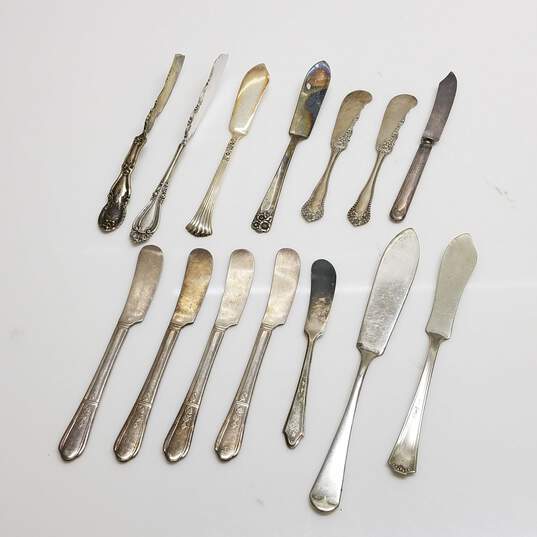 Silver Plated Assorted Brand Butter Knives Mixed Lot image number 1