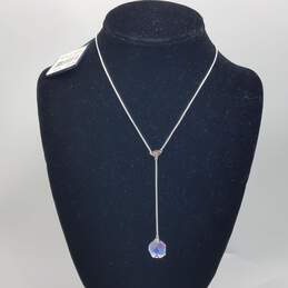 Swarovski Silver Tone Faceted Crystal Pendant 15 1/2" Necklace w/Box 9.7g