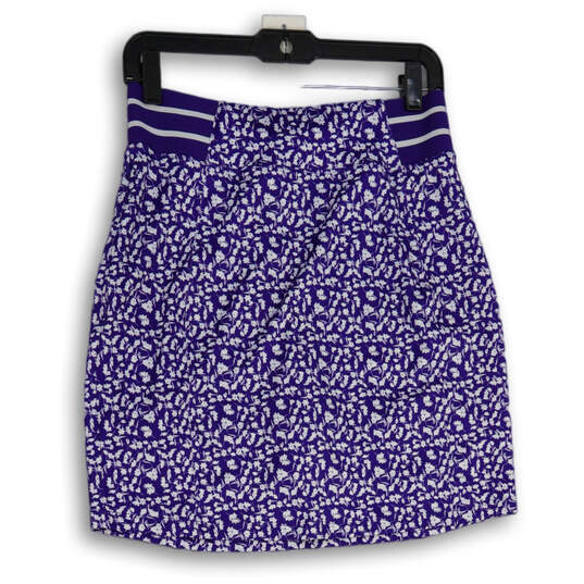 NWT Womens Blue White Floral Flat Front Elastic Waist Athletic Skort Size S image number 2