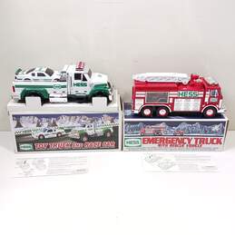Pair of Hess Toy Vehicles Fire Truck & Truck