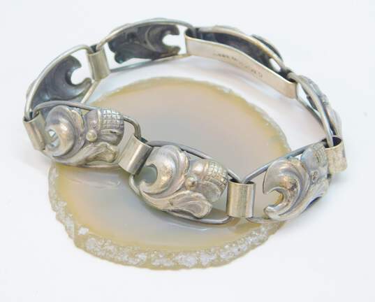 Vintage 830 Silver Christian Mich Denmark Fancy Flower Link Bracelet 17.7g image number 2