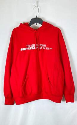 Supreme Men Red Embroidered Hoodie - Size S