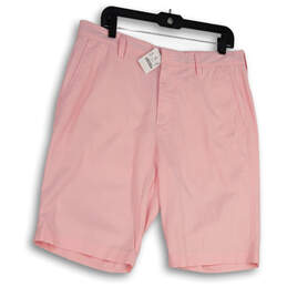 NWT Mens Pink Flat Front Slash Pockets Regular Fit Golf Chino Shorts Sz 34