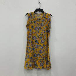 Womens Multicolor Floral Sleeveless Henley Neck Mini Dress Size Small