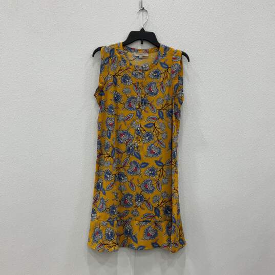 Womens Multicolor Floral Sleeveless Henley Neck Mini Dress Size Small image number 1