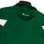 Womens Green White Short Sleeve Spread Collar 1/4 Zip Polo Shirt Size XXL image number 4