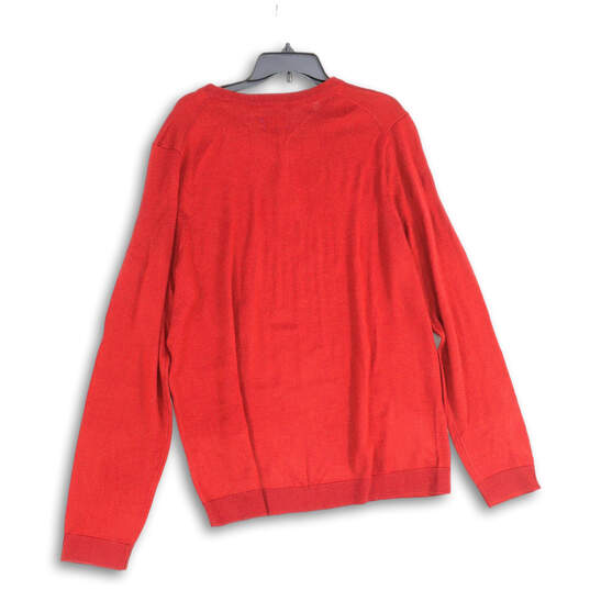 NWT Womens Red V-Neck Long Sleeve Knit Pullover Sweater Size XL image number 2