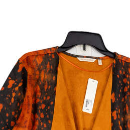 NWT Womens Orange Black Long Sleeve Open Front Cardigan Size XL alternative image