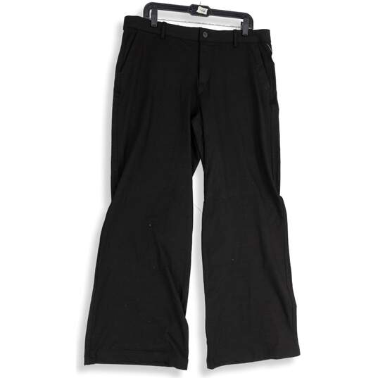 Gap Womens Black Slash Pocket Flat Front Wide Leg Chino Pants Size 16R image number 1