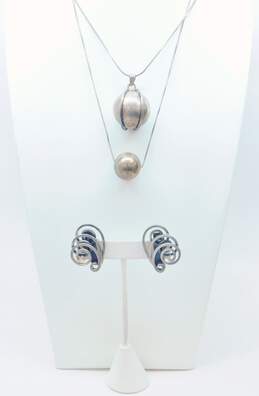Sterling Silver Harmony Bell Necklaces & Abstract Swirl Earrings 58.1g
