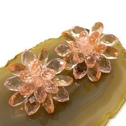 Designer Kate Spade Gold-Tone Brown Crystal Stone Flower Stud Earrings