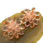 Designer Kate Spade Gold-Tone Brown Crystal Stone Flower Stud Earrings image number 1