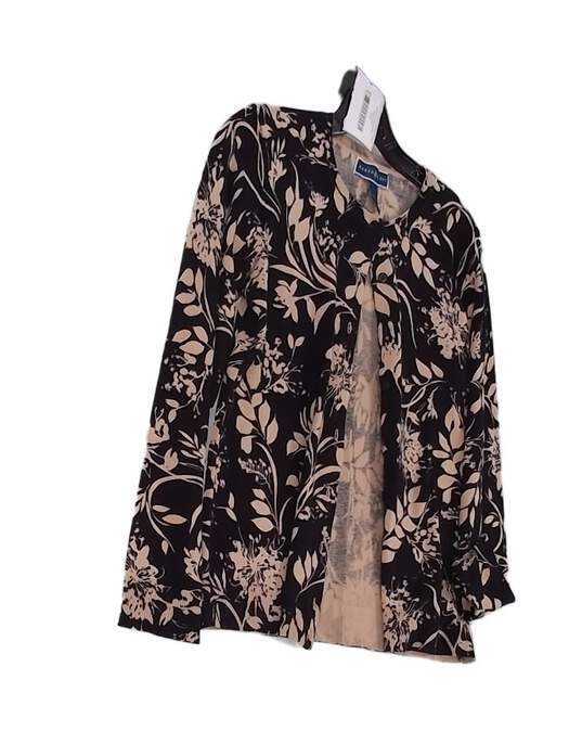Womens Black Tan Floral Long Sleeve Button Front Cardigan Sweater Size Small image number 3
