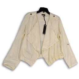 NWT Womens White Long Sleeve Open Front Blazer Jacket Size Large