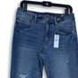 NWT Express Womens Skyscraper Blue Denim Mid Rise Bootcut Leg Jeans Size 10S image number 3