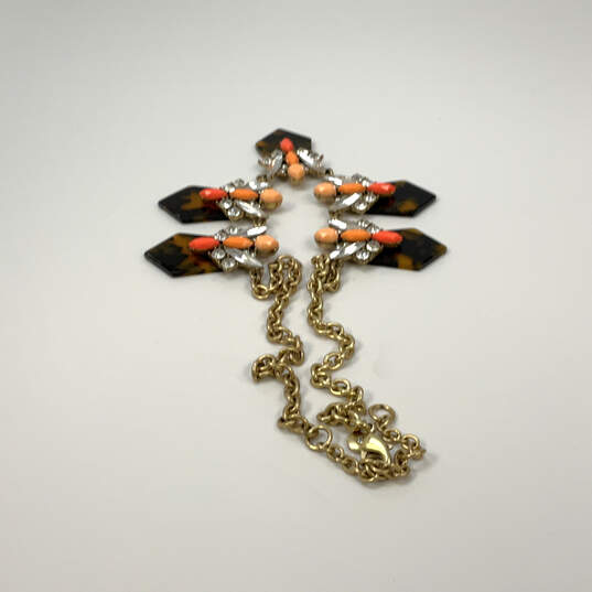 Designer J. Crew Gold-Tone Orange Crystals Lobster Clasp Statement Necklace image number 3